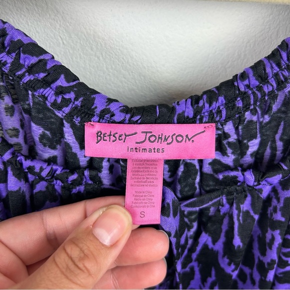 Y2K Betsey Johnson Intimates purple leopard babydoll top night ruffle detail S - Picture 6 of 8